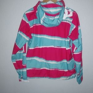 DC Shoes Exotex S Rare Bold Jagged Striped Snowboard Jacket in Pink & Turquoise